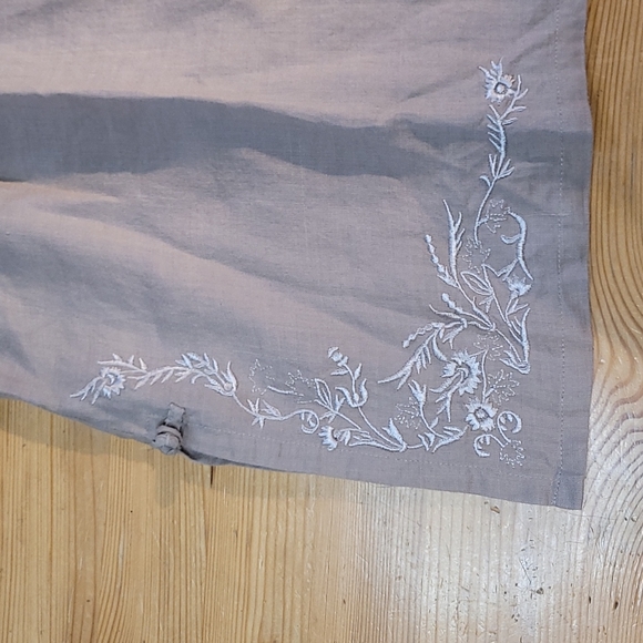 Vintage 100% linen embroidered beige Folio tank shell - Picture 5 of 6